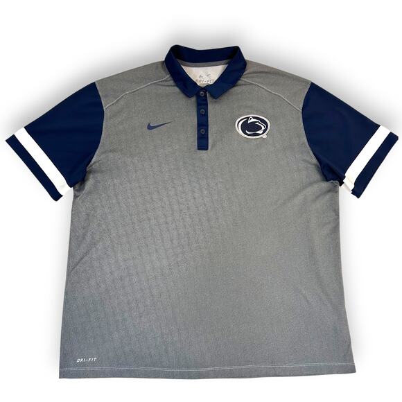 Penn State Mens XL Polo Nike Dri Fit Nittany Lions Gray Blue - Picture 1 of 11